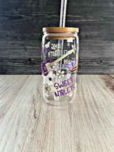 Load image into Gallery viewer, Hannah Montana Glass Tumbler – 16 oz Iced Coffee Cup with Bamboo Lid & Straw | 2000s Disney Nostalgia Drinkware | Retro Gift for Her