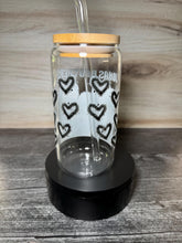 Load image into Gallery viewer, 2000s Boy Band Inspired 16 oz Glass Tumbler | Concert Lover Gift | Retro Music Fan Cup | Iced Coffee Glass with Bamboo Lid & Straw