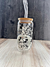 Load image into Gallery viewer, Mickey & Minnie Glass Tumbler | Disney Couple Cup | Cute Iced Coffee Tumbler