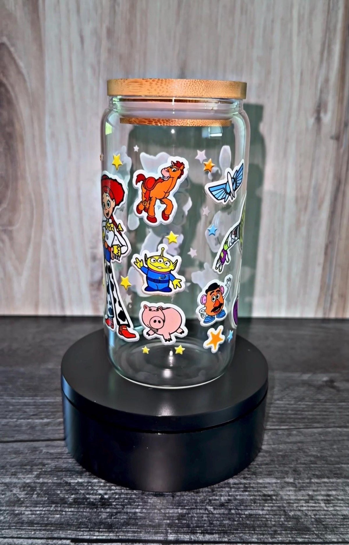 Toy Story Inspired Tumbler | Cartoon Character Glass Cup | Cute Western Space Cowboy Cup | Movie Inspired Drinkware | Gift for Animation