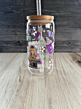 Load image into Gallery viewer, Hannah Montana Glass Tumbler – 16 oz Iced Coffee Cup with Bamboo Lid & Straw | 2000s Disney Nostalgia Drinkware | Retro Gift for Her