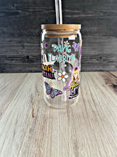 Load image into Gallery viewer, Hannah Montana Glass Tumbler – 16 oz Iced Coffee Cup with Bamboo Lid & Straw | 2000s Disney Nostalgia Drinkware | Retro Gift for Her