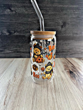 Load image into Gallery viewer, Winnie the Pooh Halloween Tumbler – 16 oz Glass Cup with Bamboo Lid & Straw | Spooky Season Disney Drinkware | Cute Fall Coffee Cup