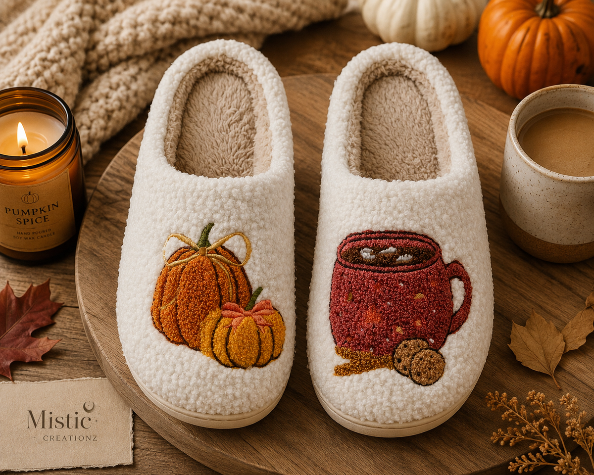 Sherpa Pumpkin & Cocoa Mug Slippers
