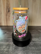 Load image into Gallery viewer, Adventure Awaits 16 oz Glass Tumbler | Balloon House Inspired Cup | Travel Lover Gift | Whimsical Iced Coffee Glass with Bamboo Lid & Straw