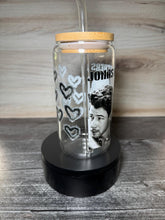 Load image into Gallery viewer, 2000s Boy Band Inspired 16 oz Glass Tumbler | Concert Lover Gift | Retro Music Fan Cup | Iced Coffee Glass with Bamboo Lid & Straw