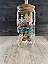 Load image into Gallery viewer, Stitch Disney Cosplay Glass Tumbler | Cute Iced Coffee Cup | Disney Gift
