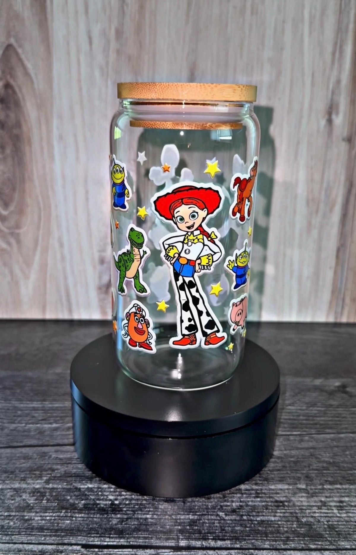 Toy Story Inspired Tumbler | Cartoon Character Glass Cup | Cute Western Space Cowboy Cup | Movie Inspired Drinkware | Gift for Animation