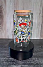 Load image into Gallery viewer, Toy Story Inspired Tumbler | Cartoon Character Glass Cup | Cute Western Space Cowboy Cup | Movie Inspired Drinkware | Gift for Animation
