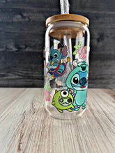 Load image into Gallery viewer, Stitch Disney Cosplay Glass Tumbler | Cute Iced Coffee Cup | Disney Gift
