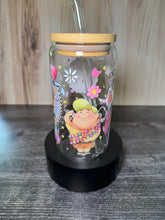Load image into Gallery viewer, Adventure Awaits 16 oz Glass Tumbler | Balloon House Inspired Cup | Travel Lover Gift | Whimsical Iced Coffee Glass with Bamboo Lid &amp; Straw
