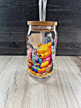 Load image into Gallery viewer, Pooh &amp; Stitch Glass Tumbler | Disney Crossover Cup | Cute Aesthetic Gift
