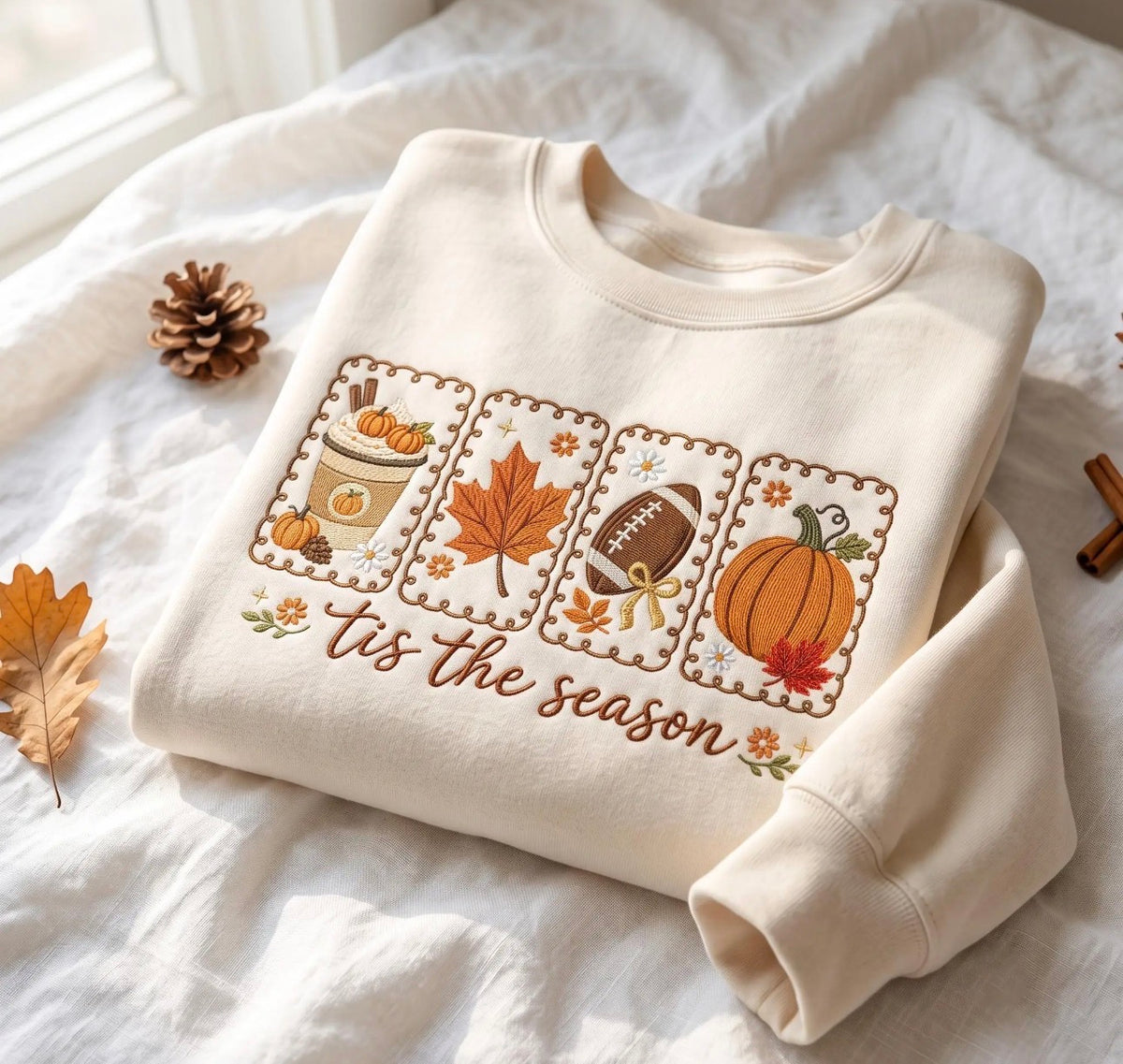 ’Tis the Season Football Embroidered T-Shirt or Sweatshirt | Fall Game Day Shirt