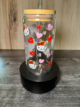Load image into Gallery viewer, Hello Kitty &amp; Bad Bunny Inspired Glass Can Cup | 16oz Kawaii Tumbler with Bamboo Lid &amp; Glass Straw | Cute Gift for Her
