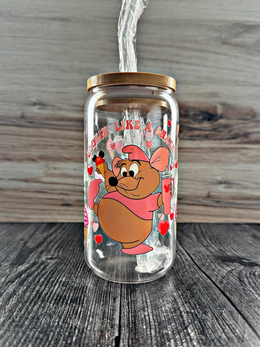 Gus Gus “Lookin’ Like a Snack” Glass Tumbler | Cute Disney Cup | Iced Coffee Tumbler