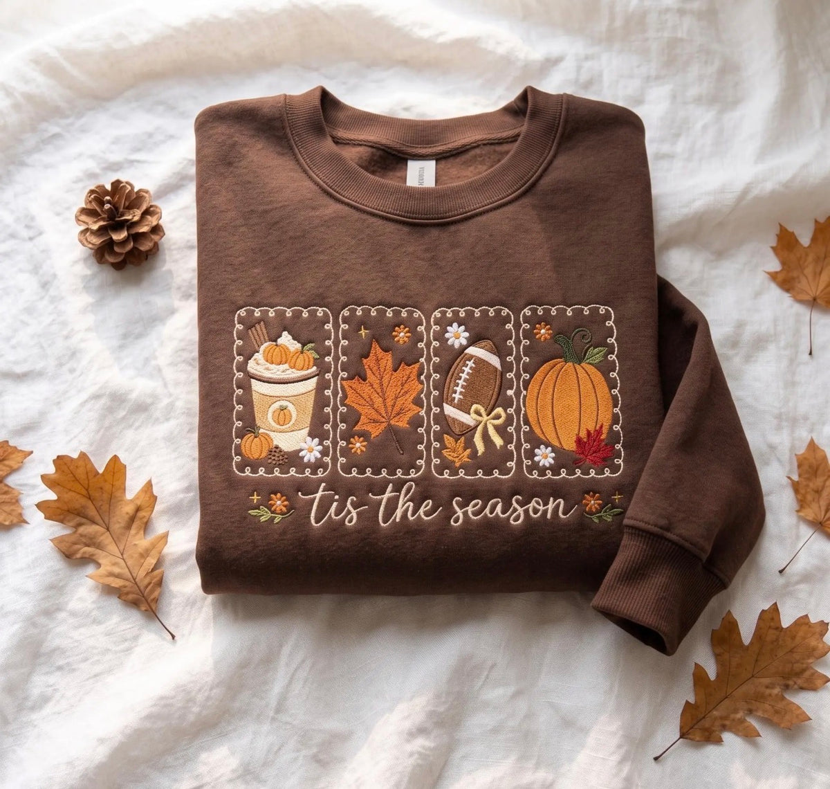 ’Tis the Season Football Embroidered T-Shirt or Sweatshirt | Fall Game Day Shirt