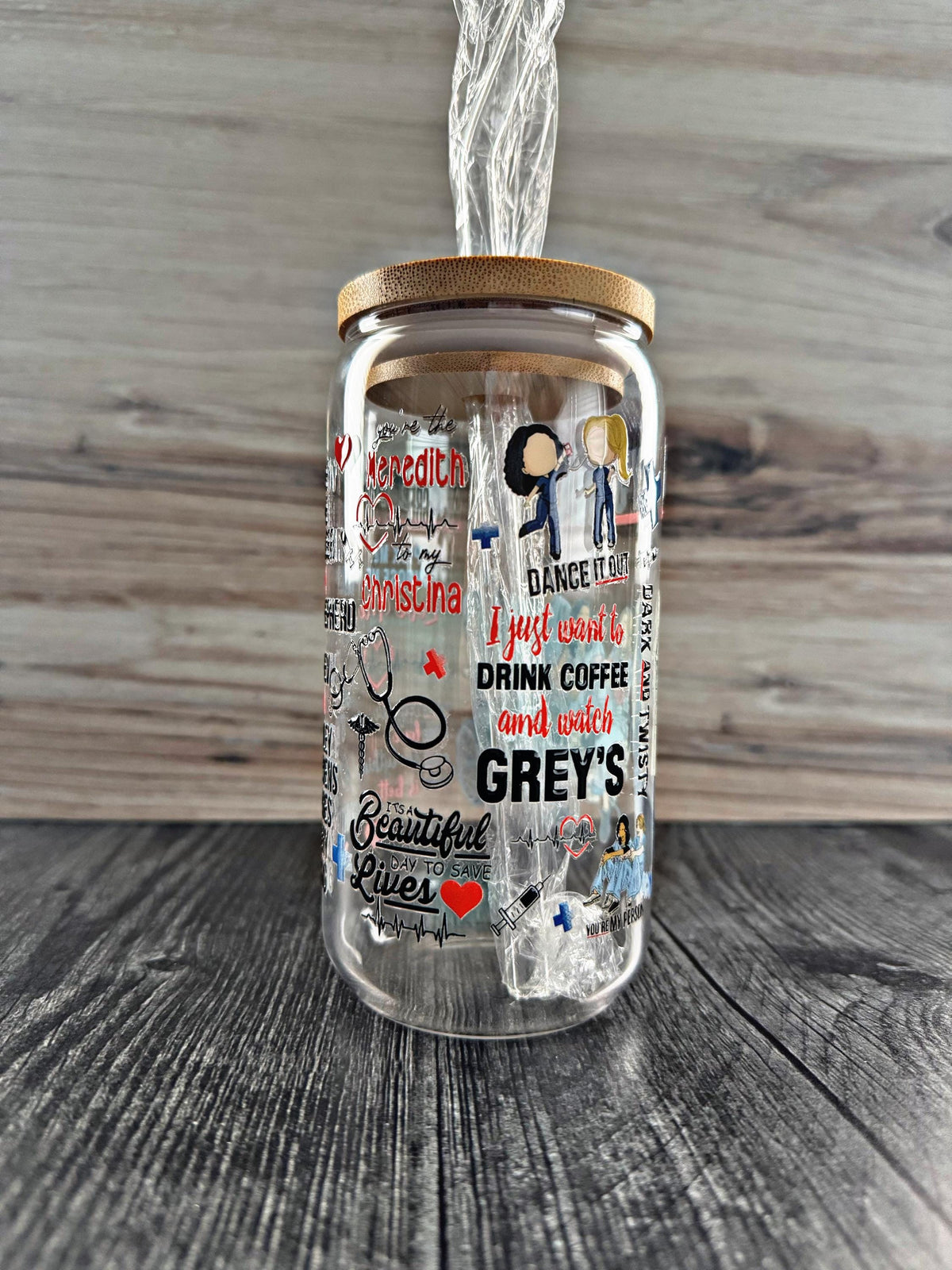 Grey’s Anatomy Glass Tumbler | Medical Drama Cup | Coffee Lover Gift