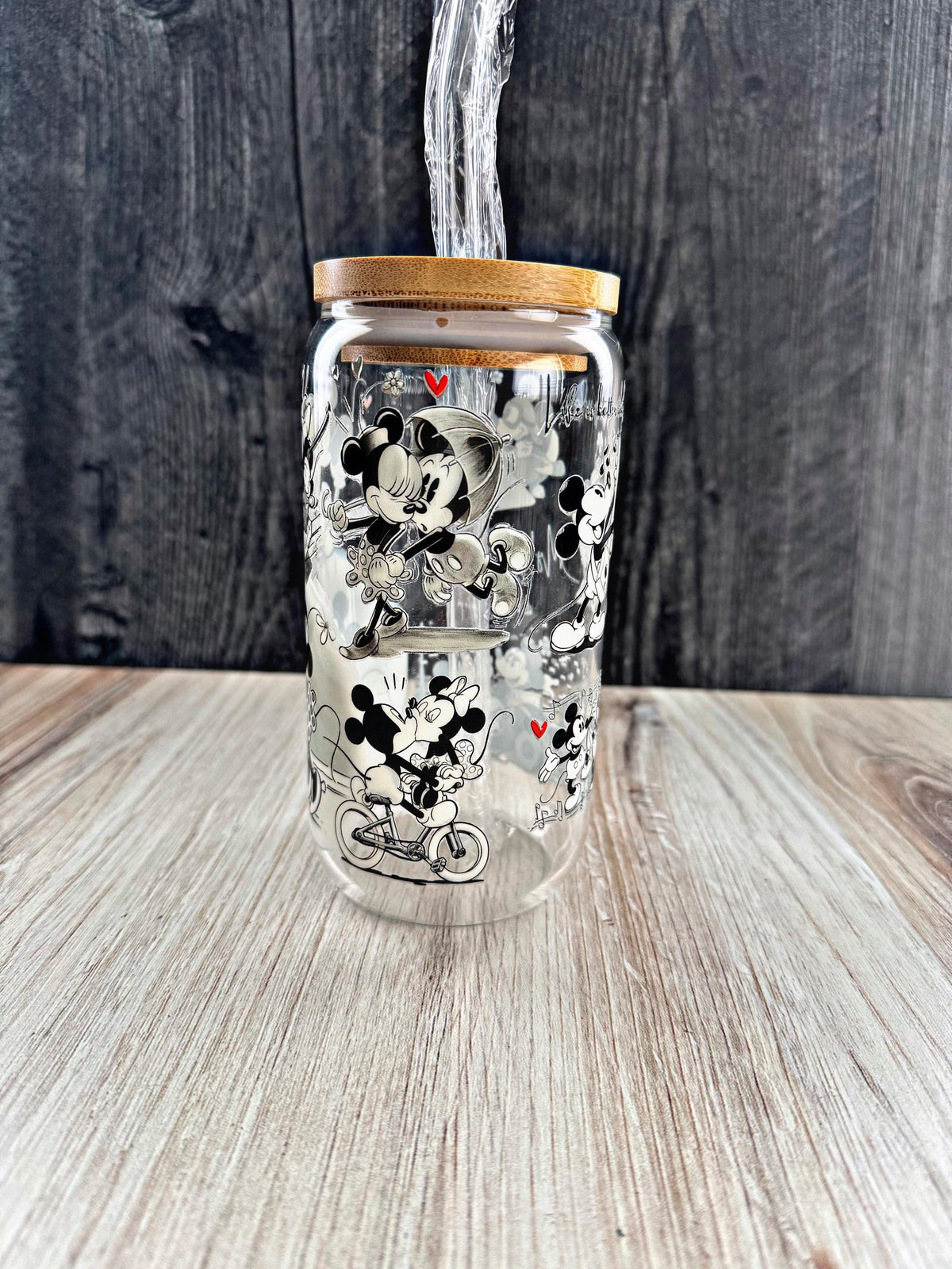 Mickey & Minnie Glass Tumbler | Disney Couple Cup | Cute Iced Coffee Tumbler