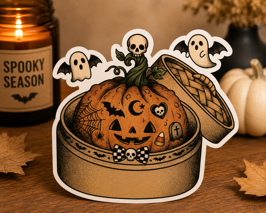 Pumpkin in a Box | Vintage Halloween Vinyl Sticker 🎃