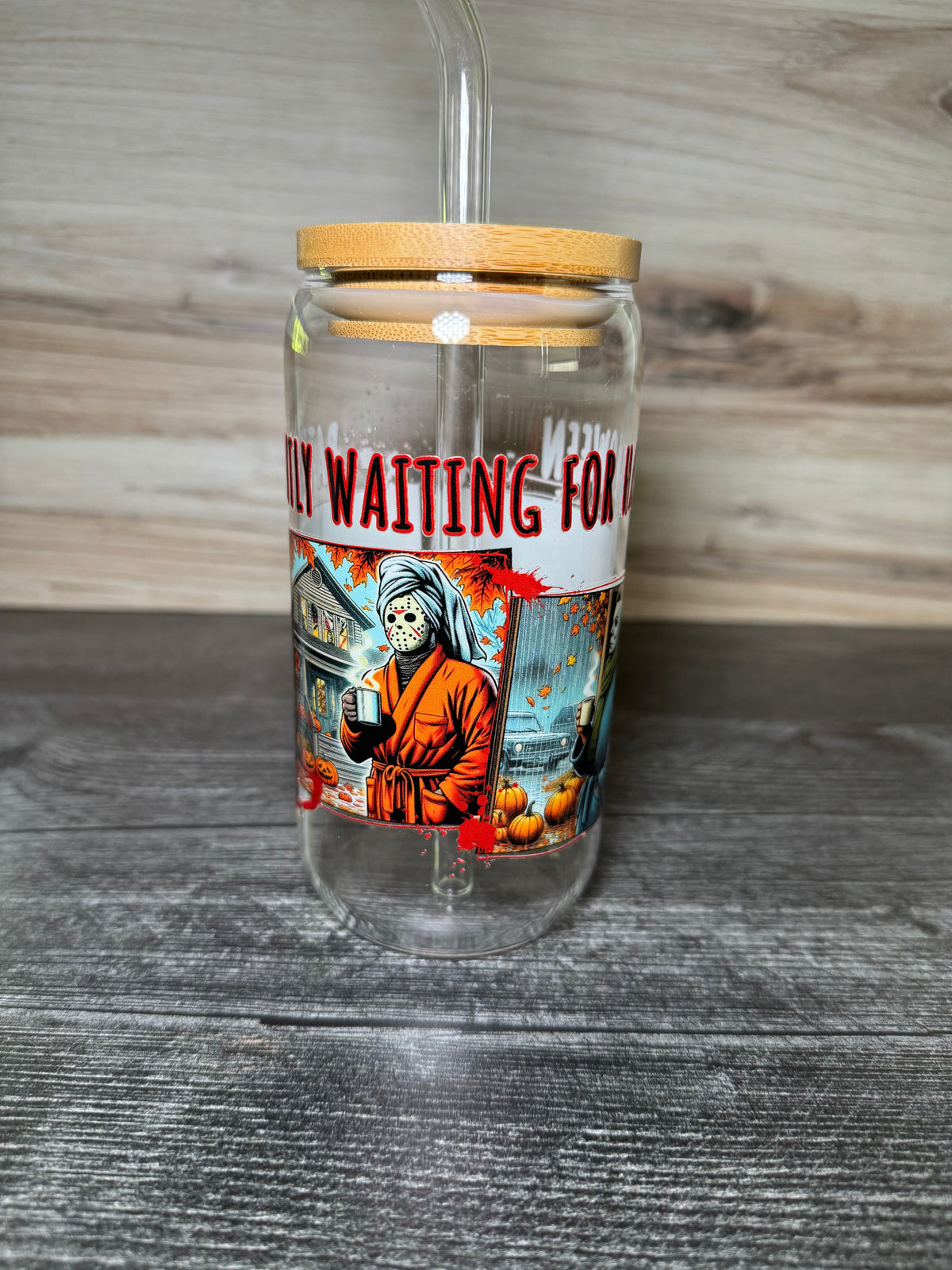 Waiting For Halloween Horror Tumbler | Freddy Krueger, IT, Michael Myers & Jason | Spooky Movie Cup | Halloween Gift | Horror Fan Cup