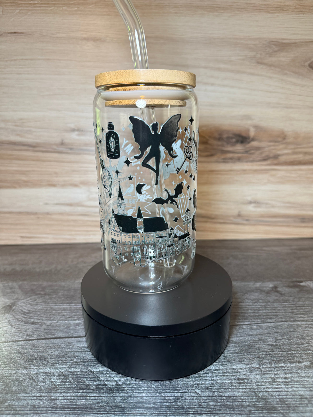 In My Fantasy Era Glass Can Tumbler | Fantasy Book Lover Coffee Cup with Bamboo Lid