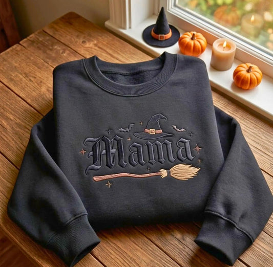 Halloween Mama Embroidered T-Shirt or Sweatshirt | Witchy Mama Halloween Shirt