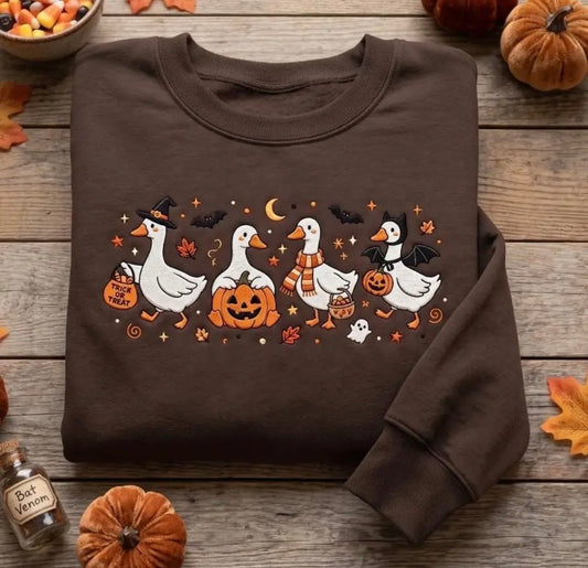Spooky Goose Embroidered T-Shirt or Sweatshirt | Halloween Goose