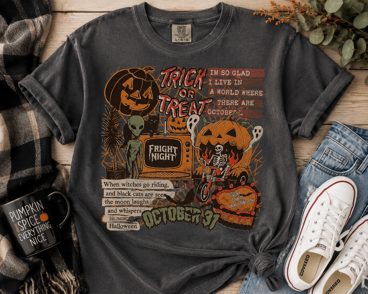Retro Halloween Collage T-Shirt or Sweatshirt | Spooky Season Graphic Tee | October 31 Halloween Shirt | Vintage Halloween Sweatshirt