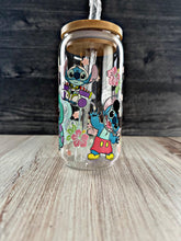 Load image into Gallery viewer, Stitch Disney Cosplay Glass Tumbler | Cute Iced Coffee Cup | Disney Gift
