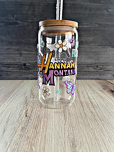 Load image into Gallery viewer, Hannah Montana Glass Tumbler – 16 oz Iced Coffee Cup with Bamboo Lid &amp; Straw | 2000s Disney Nostalgia Drinkware | Retro Gift for Her
