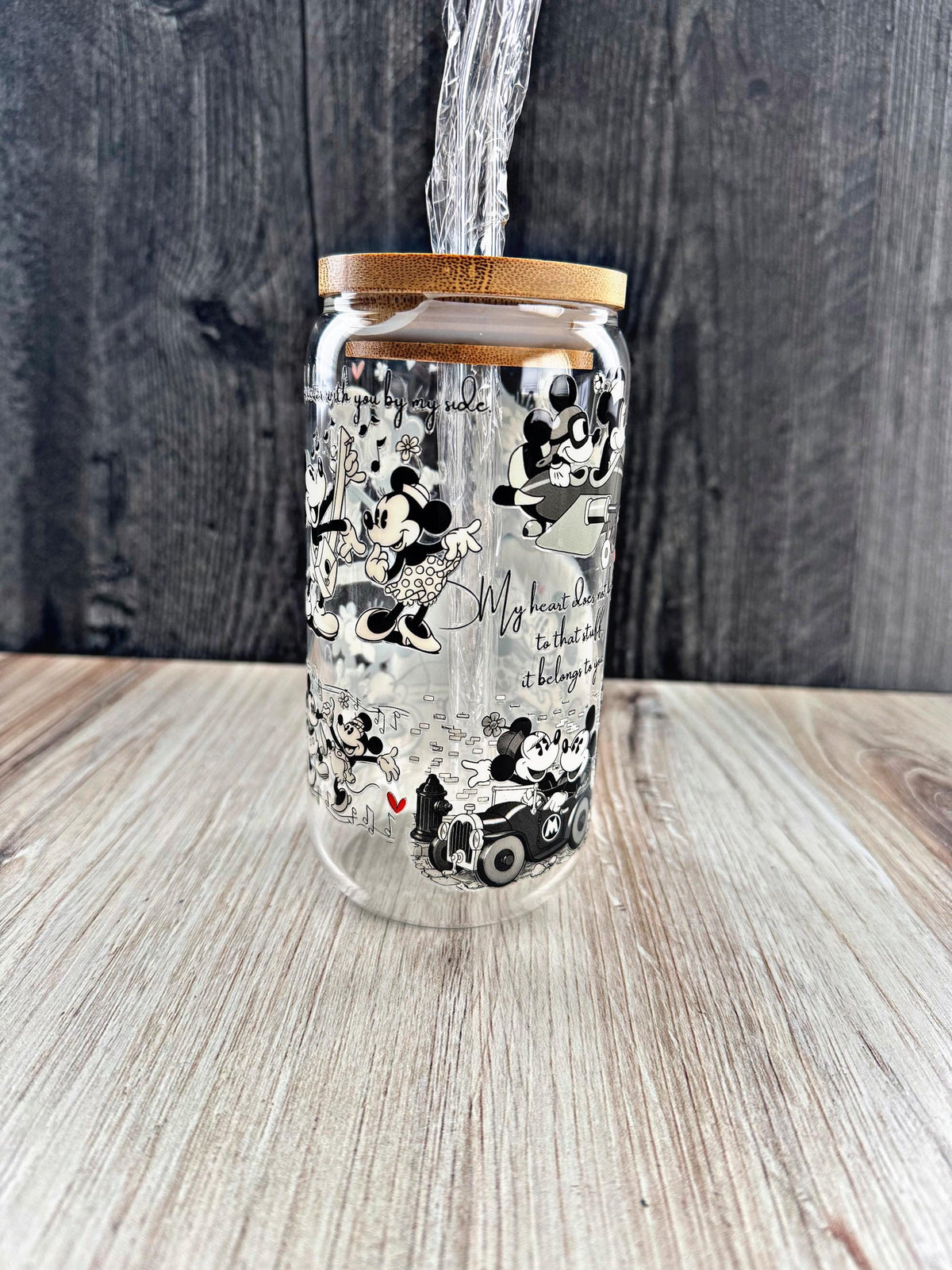 Mickey & Minnie Glass Tumbler | Disney Couple Cup | Cute Iced Coffee Tumbler