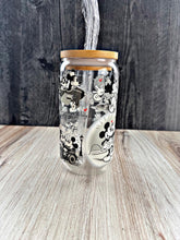 Load image into Gallery viewer, Mickey &amp; Minnie Glass Tumbler | Disney Couple Cup | Cute Iced Coffee Tumbler
