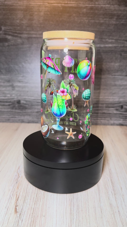 Salty Bitch Social Club 16oz Glass Tumbler – Funny Tropical Skeleton Cup